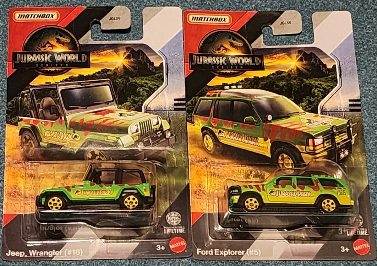 NEW 2025 Matchbox Jurassic World Rebirth Jeep Wrangler & Ford