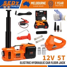 5T 12V Electric Hydraulic Car Floor Jack Impact Wrench Inflator Pump Tool Set