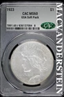 1923 Peace Dollar- Silver- CAC MS60- GSA Soft Pack- No Reserve #SLA879