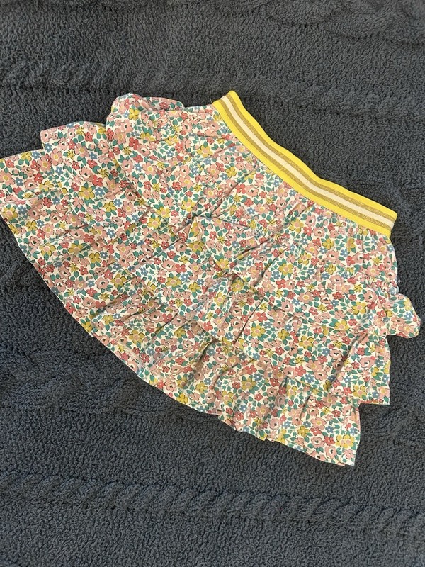 Mini Boden Girls Floral Flower Garden Skort Sparkle Waist Cotton 7-8Y
