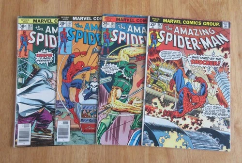 Lot of *4* AMAZING SPIDER-MAN: #152 (VG/FN, No MVS), 154, 163 (VG+), 162 (G+)