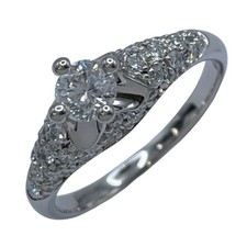 BVLGARI Corona Solitaire Ring Pav  Ring Diamond Pt950 US 5-1/4 P0050328