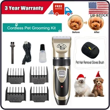 Cordless Pet Grooming Kit for Dog Cat Pet Hair Removal Gloves Brush Perfect Gift