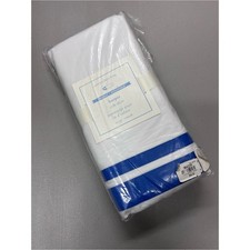 Pottery Barn Harper Baby Crib Skirt White w/ Blue Trim 100 Organic Cotton NWT