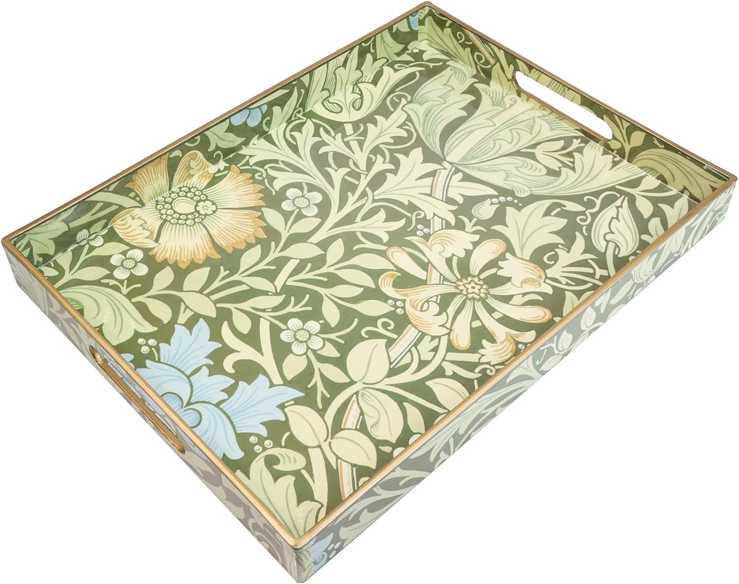 Serving Tray with Handles, Plastic Decorative Tray for Coffee Table, Living Room