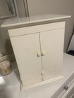White Wood Jewelry Box w/ Mirror, Lined Blue Velvet Interior, 11 in, 25+ Pieces — photo 10