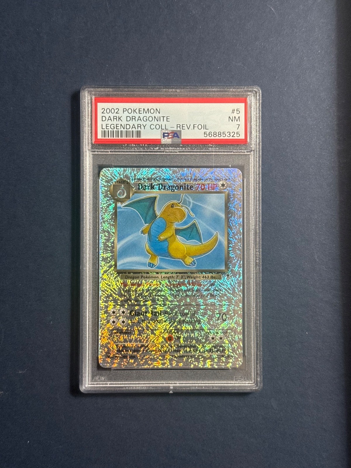 2002 POKEMON LEGENDARY COLLECTION DARK DRAGONITE REVERSE HOLO #5/110 PSA 7