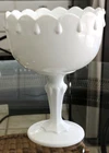 Vintage MCM Indiana White Milk Glass Tear Drop Pedestal Compote Candy Fruit Bowl