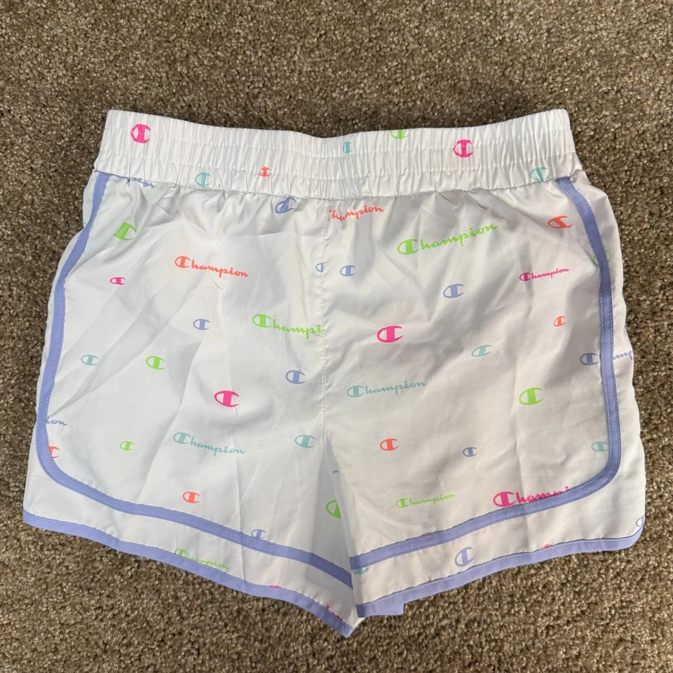 Pantalones Cortos Atléticos Champion Juveniles XL Blanco Estampado Completo Calzoncillo Integrado tiro Alto Foto 4 de 4