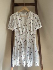 Madewell Women's White Floral V-Neck Button Front Mini Dress - Size 0