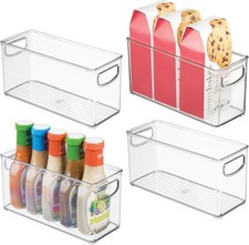 Slim Clear Plastic Stackable Storage Bin Tall Narrow Organizer Kitchen/Pantry