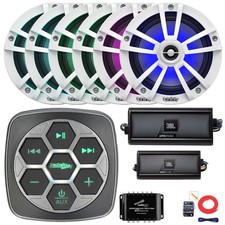 Metra Boat Controller, 6x 6.5" 225W Speakers, 4CH Amp  2CH Amp, Splitter  Kit