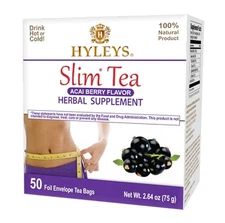 Hyleys Slim Tea Weight Loss Herbal Supplement with Acai 50 Count (Pack of 1) 