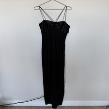 Tahari Womens Strappy Dress Size 4 Black Satin Whimsigoth Glam Romantic Evening