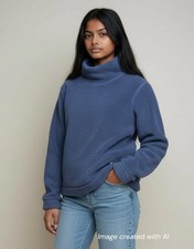 Vineyard Vines Girls Mock Neck Navy Blue Sherpa Sweater - Size Small 7-8 Years 