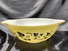 Vintage Pyrex Bowl #444 Gooseberry Black/Yellow 4QT 10.25" Mixing Bowl 1960s