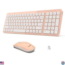 LeadsaiL Pink Wireless Keyboard & Mouse Set - Ergonomic, Compact & Silent Design