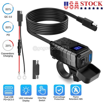 #ad #ad Motorcycle USB Charger Quick Charge 3.0 PD Dual USB Motorcycle Phone GPS Charger $12.99