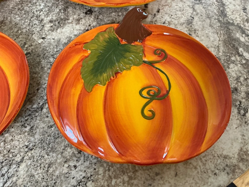 Platos de calabaza Temp-tations pintados a mano otoño otoño-aperitivo/postre s/4 Foto 2 de 4