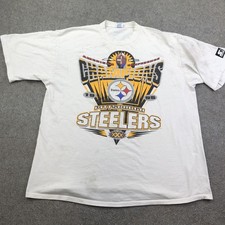 Vintage Pittsburgh Steelers Shirt Mens XL White NFL Football Starter AFC Champs