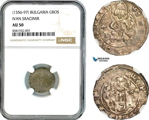 AL030, Bulgaria, Ivan Sracimir, Gros ND (1356-97) Silver, NGC AU50