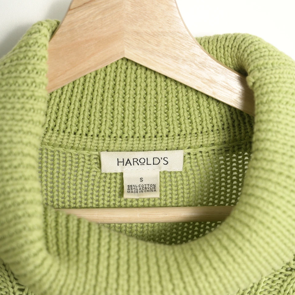 Suéter Harold’s Mujer’s S. Verde Claro Doblado Cuello Alto Tejido Manga Larga Foto 3 de 4