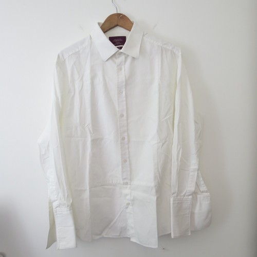 Charles Tyrwhitt Dinner Smoking Hemd 17 weiß Marcella schwarz zum Binden Abend Slim Fi