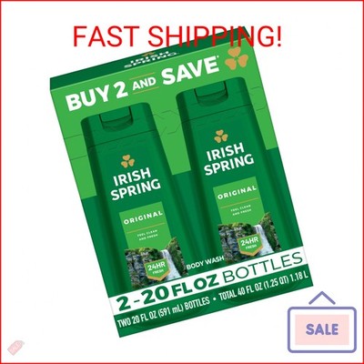 Irish Spring Original Moisturizing Body Wash for Men, 24-Hour Fresh, Face and Bo