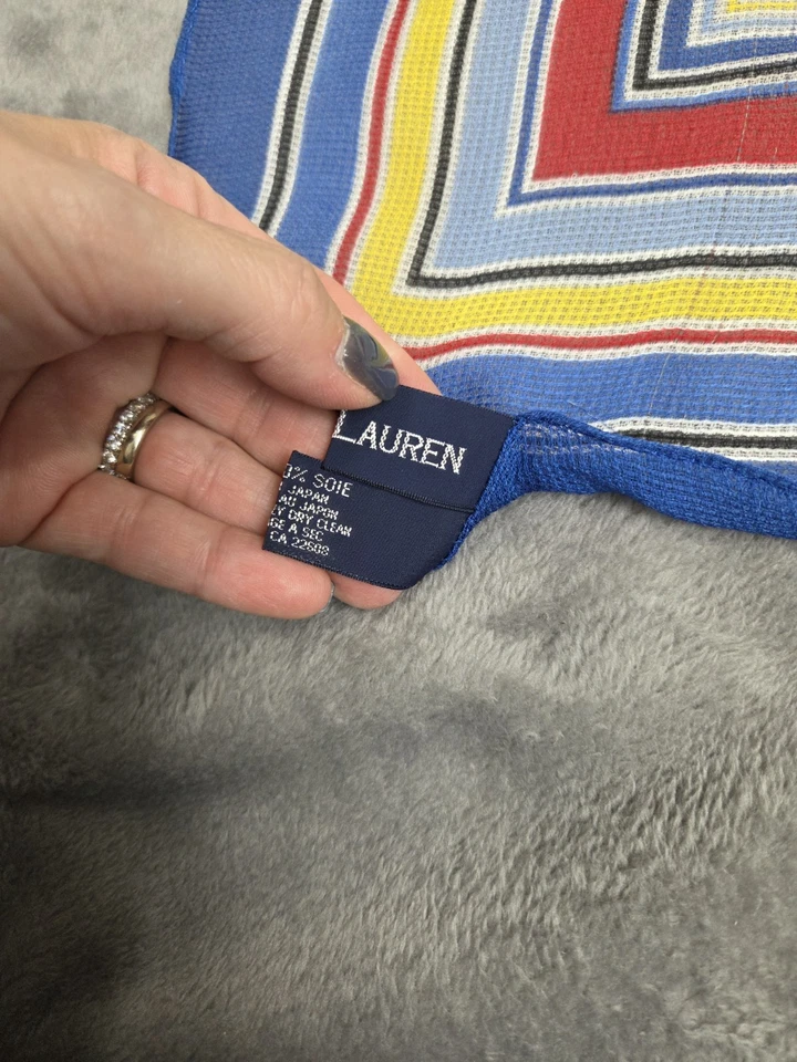 Vintage Ralph Lauren Square Scarf Textured 16x17 Pocket Square Made In Japan  - Image 3 of 4