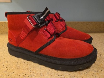 Ugg Neumel Snapback Red Suede Ankle Boots Shoes Women's Size 8