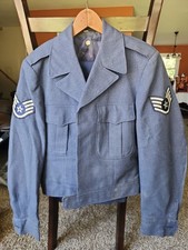 Vintage US Air Force IKE Bomber Jacket/ Pants Mens 36L Blue Wool 50s