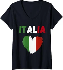 Italy Flag Holiday Italy Heart Italian Flag Cute Ladies' V-Neck Tshirt