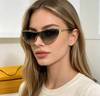 LOEWE Gold Metal One Piece Cat Eye Gradient Sunglasses Model LW40165U