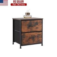 Tall Nightstand Fabric Bins Adjustable Feet Multi-functional End Table Organizer