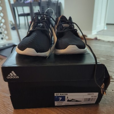 adidas Ladies Black QT Racer Running Shoes Size 7 NEW IN DAMAGED BOX 