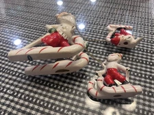 *Rare* Vintage Holt Howard Japan Santa Claus CHAINED SKIING CANDY CANE TRIO