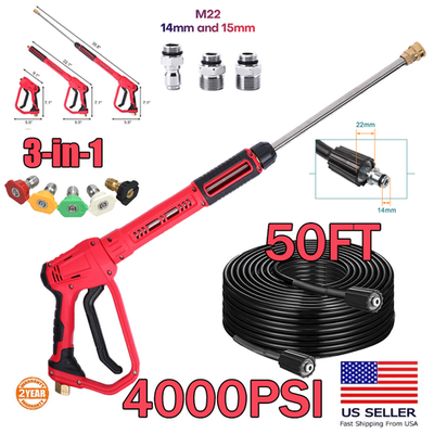 #ad #ad High Pressure 4000PSI Car Power Washer Gun Spray Wand Lance Nozzle50FT Hose Kit $23.98