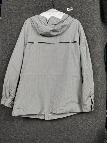 Michael Kors Jacket Mens Medium Black White Hooded Raincoat Anorak Gingham - Picture 2 of 8
