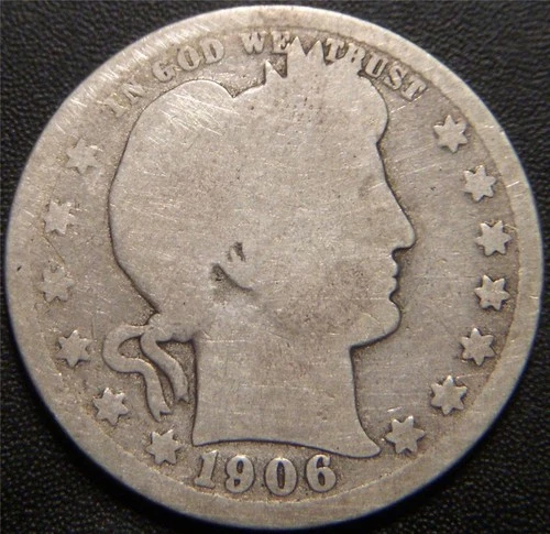 1906-D Barber Quarter - Majority of the Major Details are Outlined