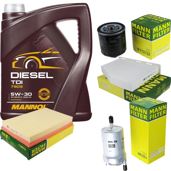 Mann Inspektionspaket 5L Mannol Diesel TDI 5W-30 FüR VW Golf V 1.4 16V Caddy III-image