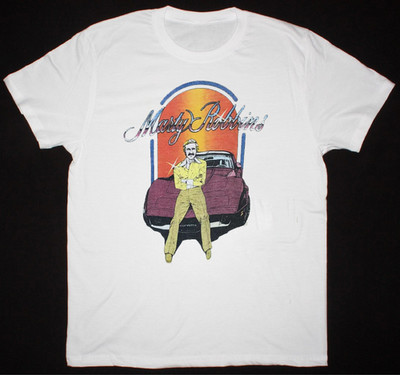 Retro Covette MARTY ROBBINS Shirt Short Sleeve White Unisex S