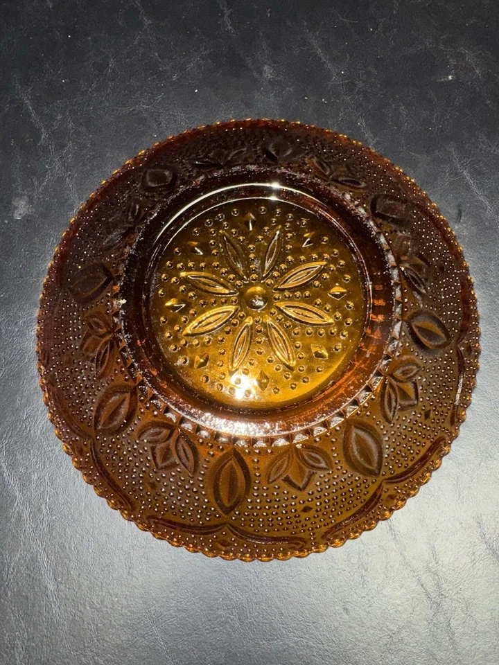 Винтажная стеклянная чаша из янтарного фруктового стекла времен Великой депрессии в стиле Индианы фермерский домик коттедж французская страна - Изображение 4 из 4