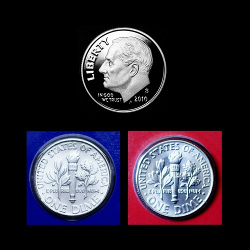 2010 P+D+S Roosevelt Dime Set ~ Clad Proof ~ PD "Satin" in Mint Wrappers - 第 1/5 張圖片
