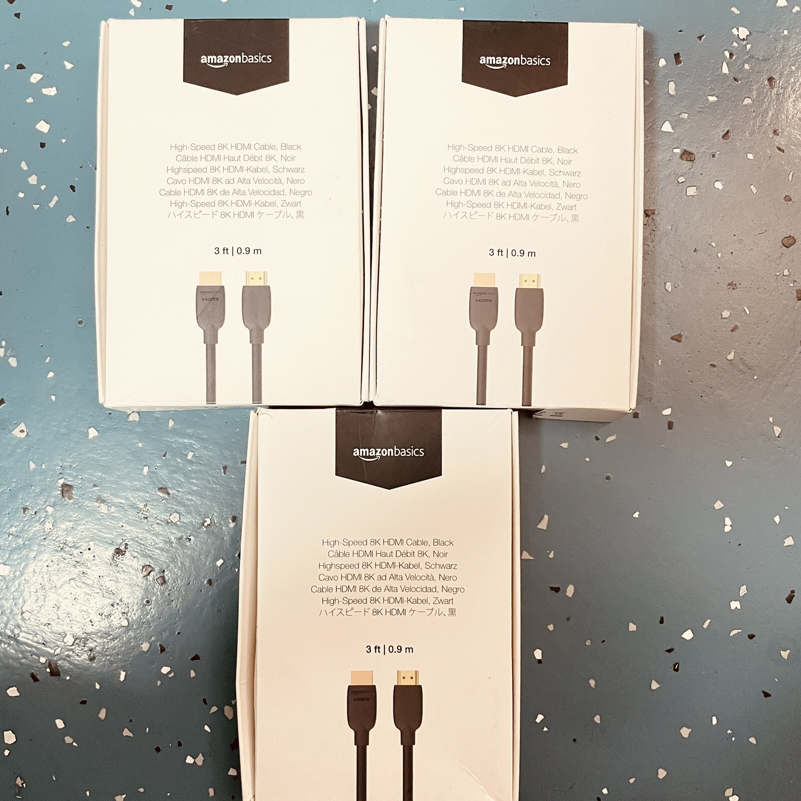 3-Pack Amazon Basics 8K HDMI Cables 3ft 48Gbps 4K/120Hz Sealed