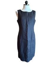 Talbots Black Irish LINEN Dress size 10 PETITE NWT Sleeveless A Line Corporate