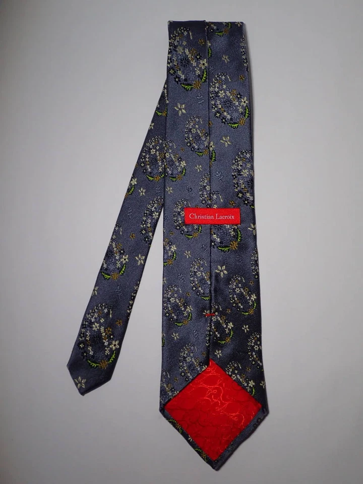 Christian Lacroix Silk Mens Ties Tie Necktie Classic Dress Luxury Multicolor #9 - Image 3 of 4