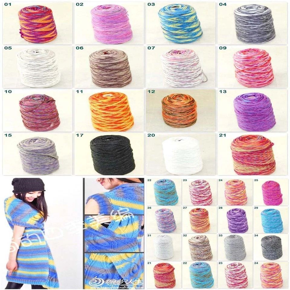 Sale 500gr NEW 1 Cone Yarn Chunky Hand Knitting Colorful Warm Soft Wool Cashmere - Image 3 of 4