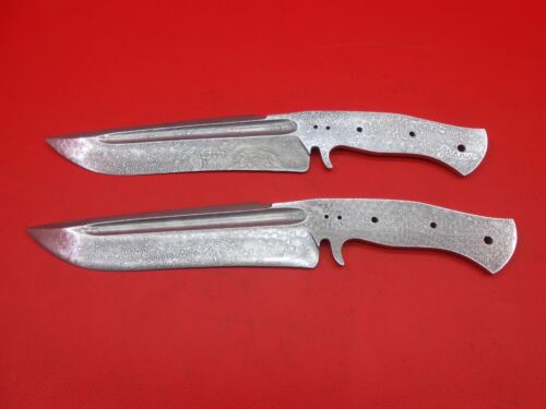 Handmade Damascus Steel Rambo Hunting Knife Rai Drop Pattern Blade Blank F237