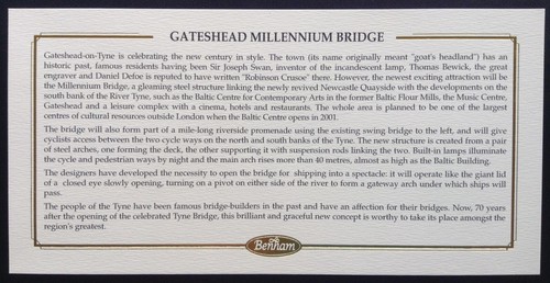 GB QEII Benham 2000 People & Place Set on First Day Cover, Gateshead S/H/S - Picture 3 of 3