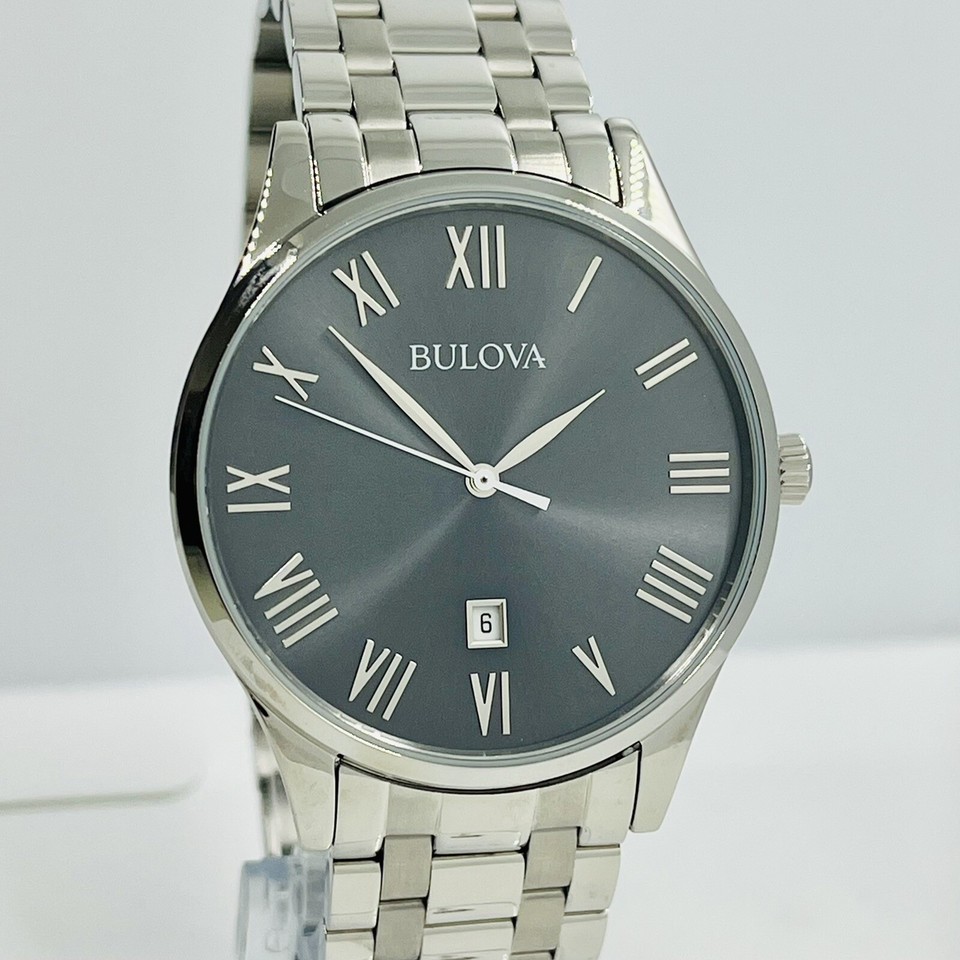 96b261 Bulova Men's Classic Silver Stainless Steel Gray Dial 40mm Watch 96B261 ...